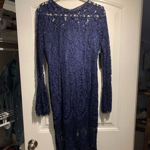 Lulu’s Lace Long Sleeve Midi Dress NWT